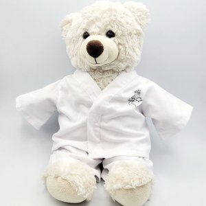 Build a Bear Karate Bear Stuffed Animal Plush Cream & White Karate Gi Outfit 15"